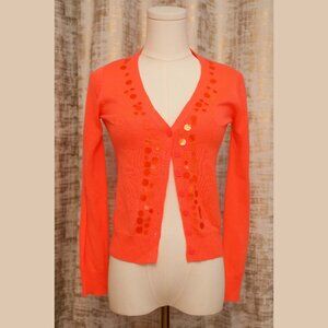 Cherokee Orange Sherbet V-Neck Cardigan with Sequin Trim Size XS (Girls L)